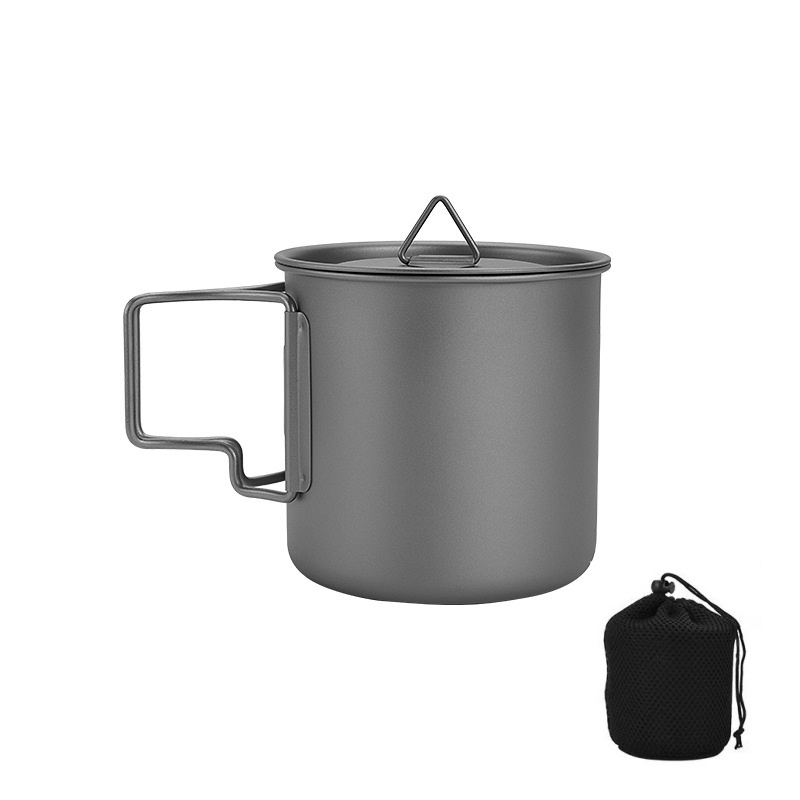 Camping Hiking Cooking - Titanium Camping Mug with Folding Handle