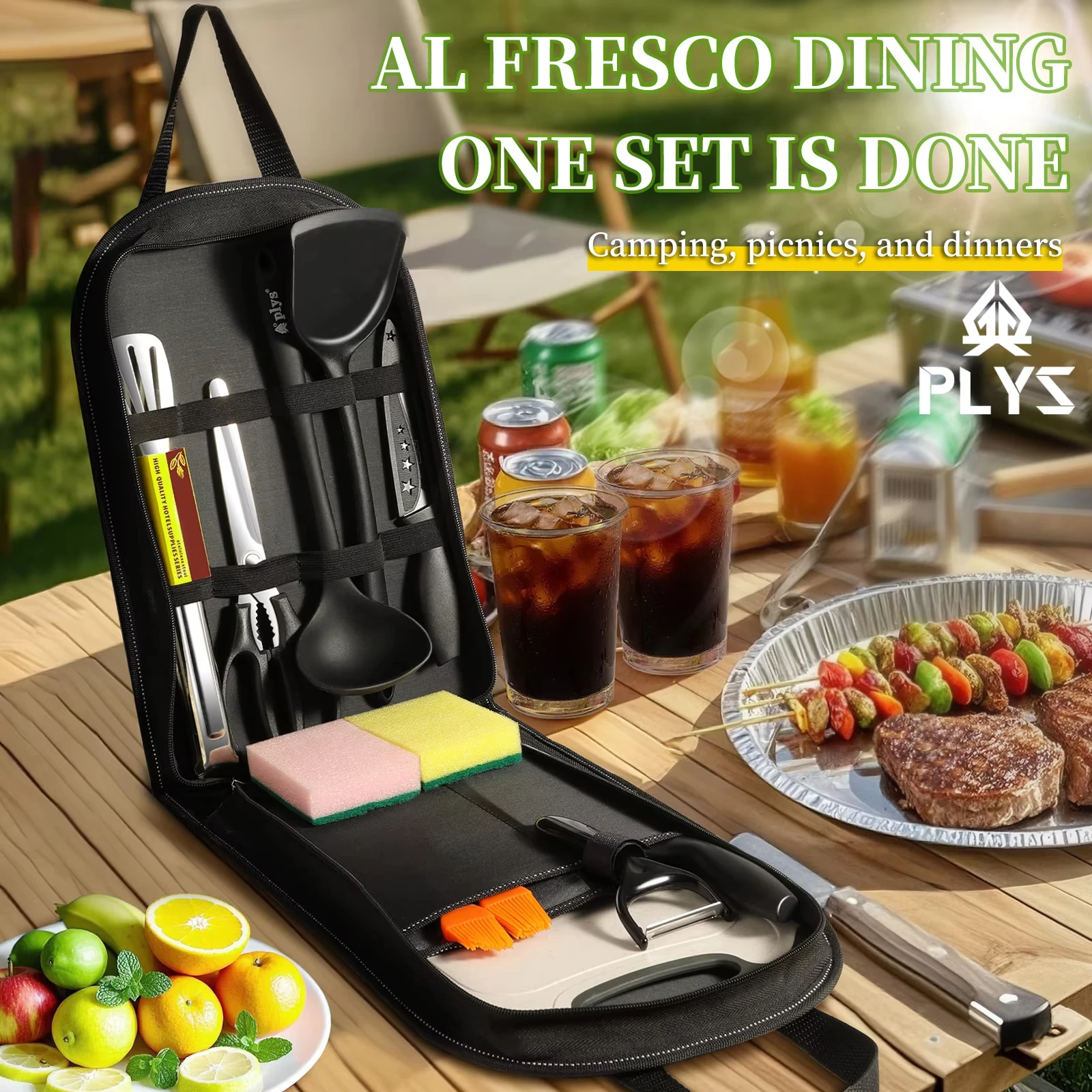 Quality Camping Cooking Set - Portable outdoor utensils set of 10
