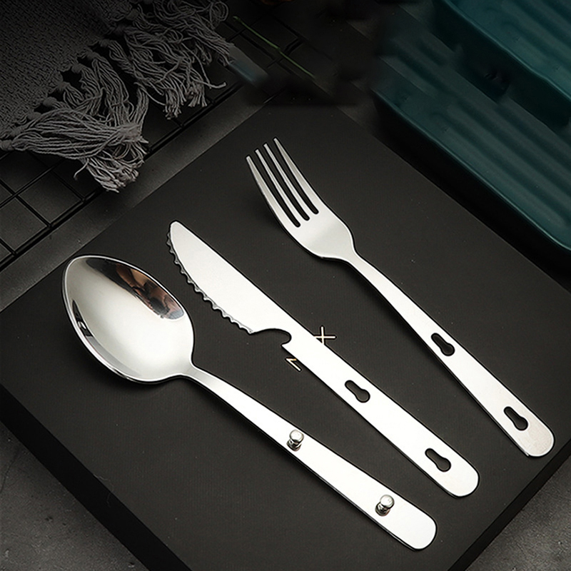 Quality Camping Cooking Set - 3pcs/set Portable Stainless Steel Tableware fold