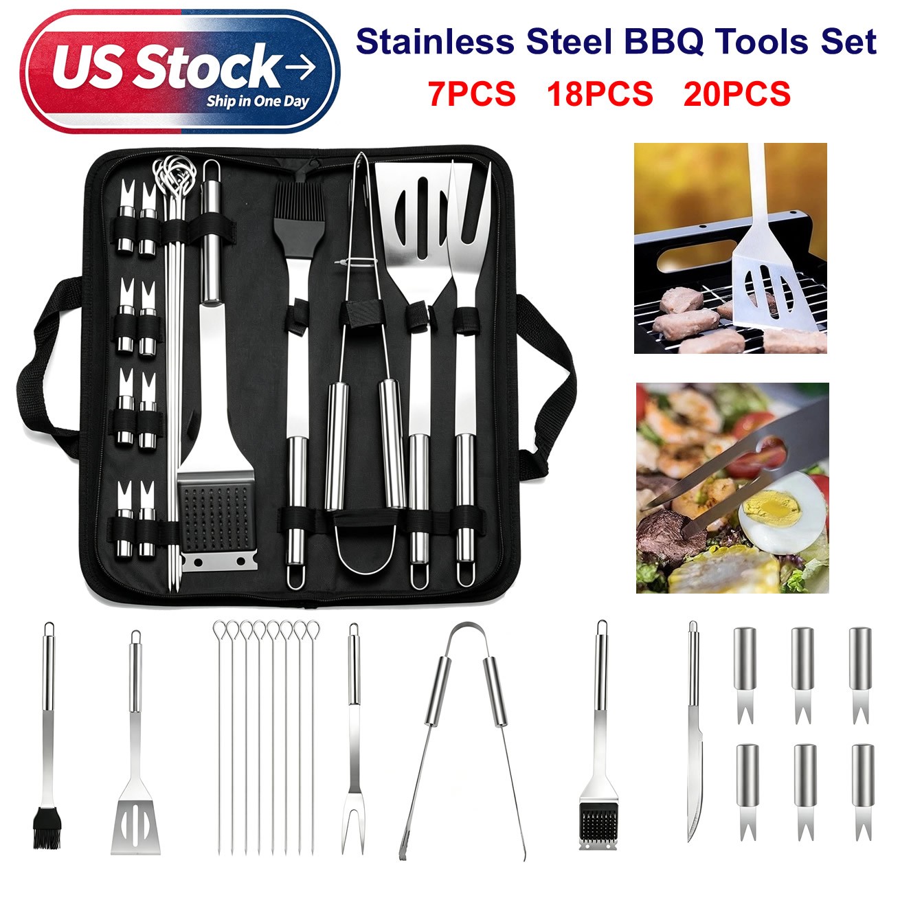 Quality Camping Cooking Set - 20PCS BBQ Tool Set Stainless Steel