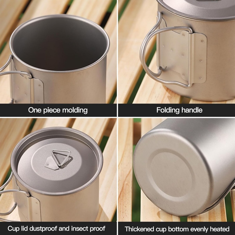 Titanium Camping Mug with Fold - Camping Hiking Cooking ulasan dan harga