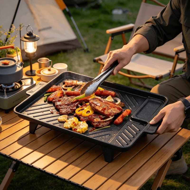 Portable Korean Style Grill Pl - Camping Hiking Cooking ulasan dan harga