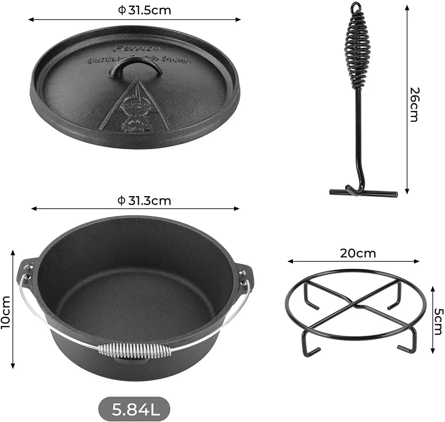Femor Dutch Oven Cast Iron 5,8 - Camp Dutch Oven Cast ulasan dan harga